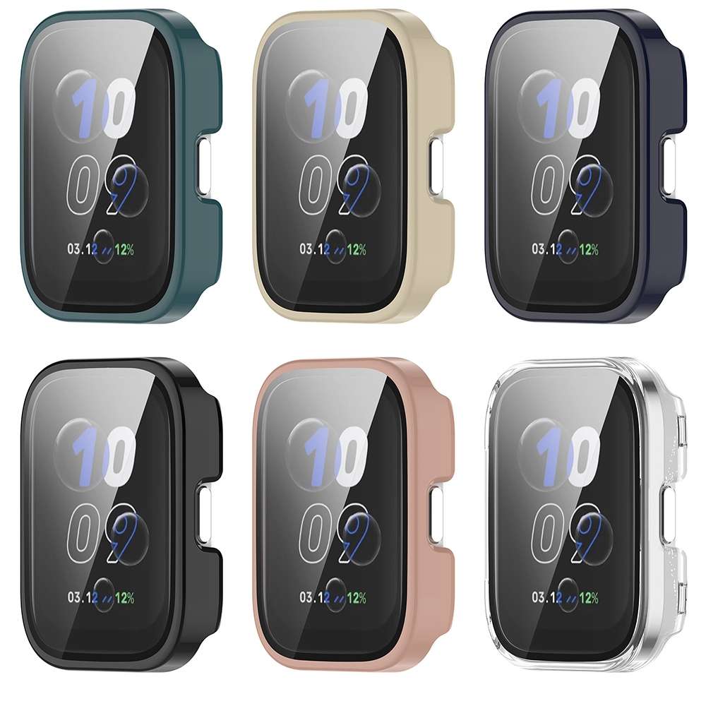 For Amazfit bip5 Unity PC + Tempered Glass Film Integrated Watch Protectiv ... (Transparent White)