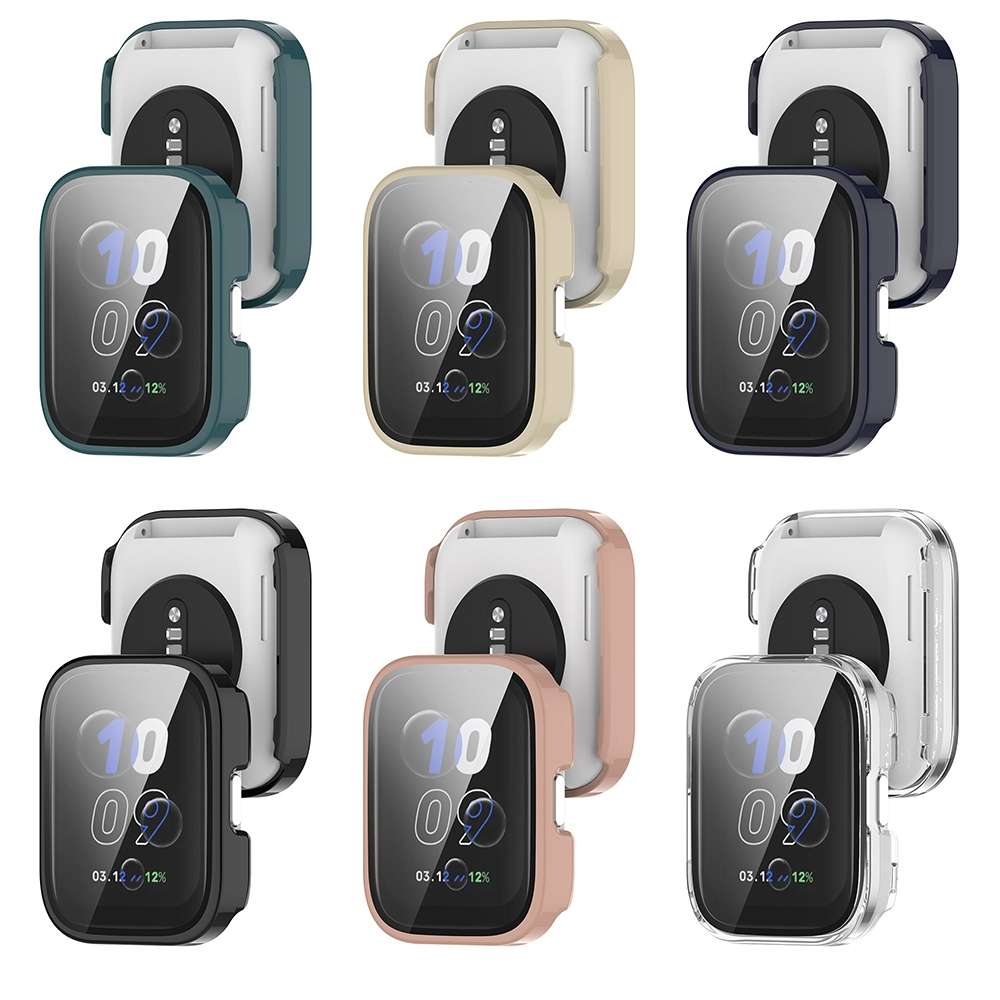 For Amazfit bip5 Unity PC + Tempered Glass Film Integrated Watch Protectiv ... (Transparent White)