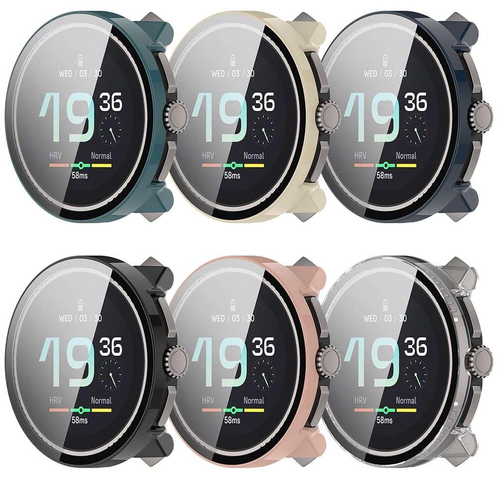 For Suunto Race PC + Tempered Glass Film Integrated Watch Protective Case(Black)