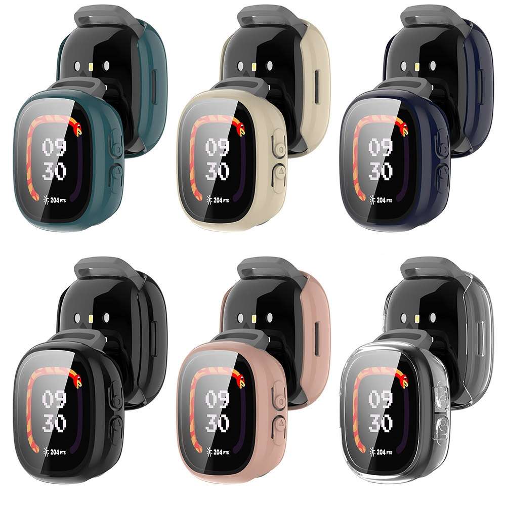 For Fitbit Ace LTE PC + Tempered Glass Film Integrated Watch Protective Case(Black)
