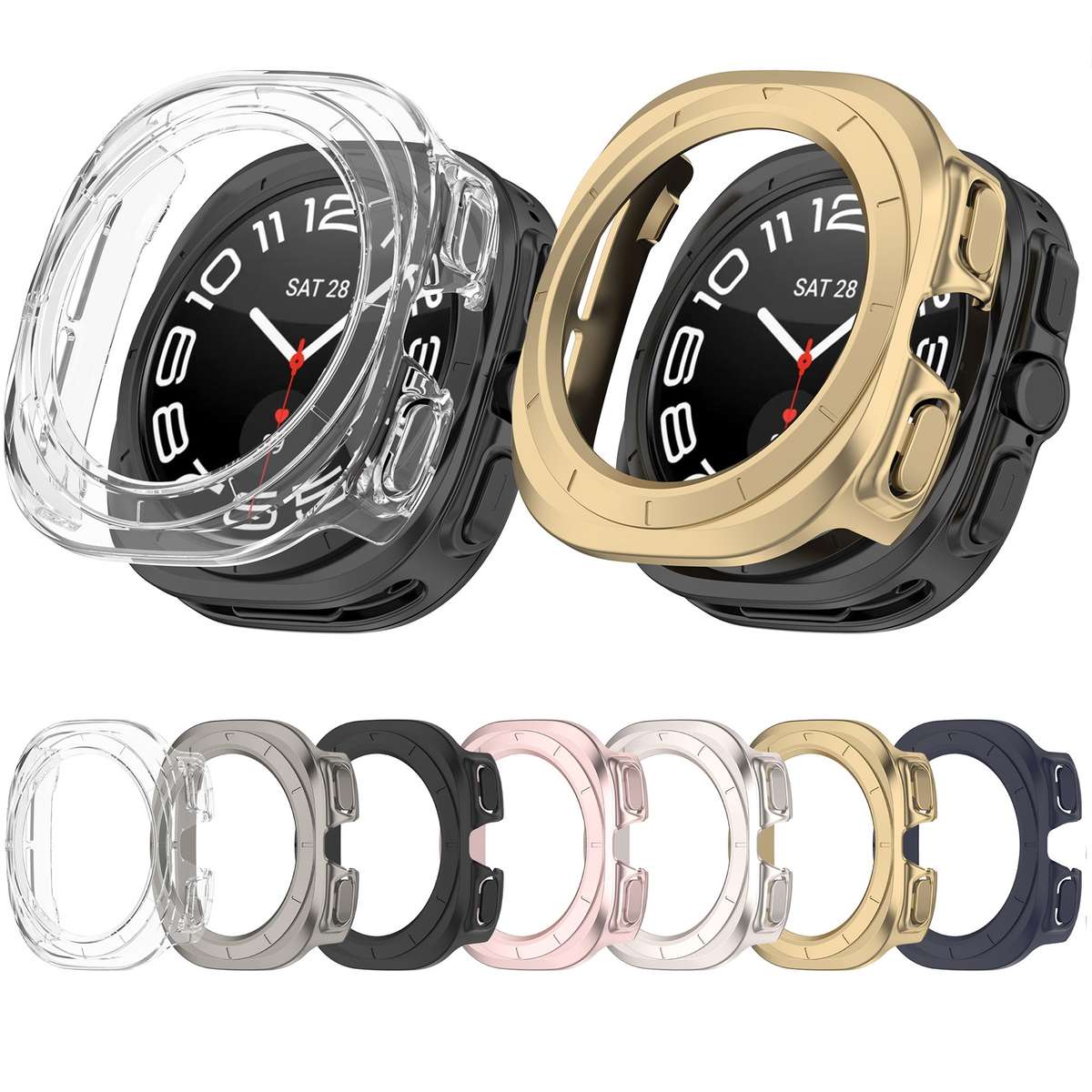For Samsung Galaxy Watch Ultra 47mm / Ultra 2025 Half Coverage Hollowed PC Watch P ... (Champagne)