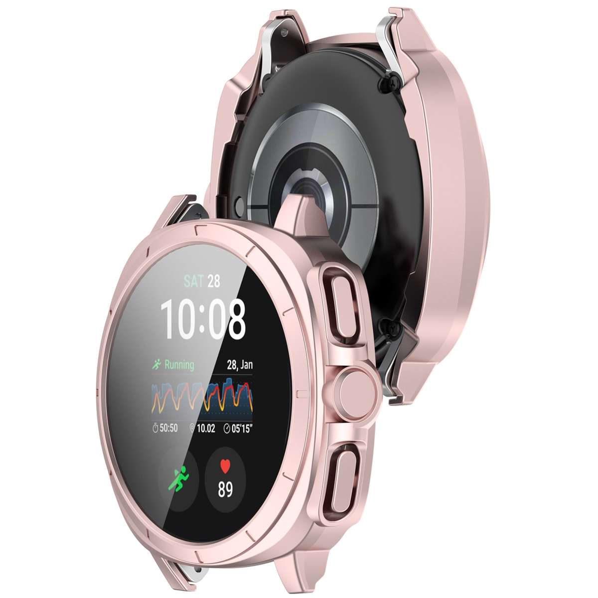 For Sansung Galaxy Watch 7 40mm PC + Tempered Film Integrated Watch Protective Case(Pink)