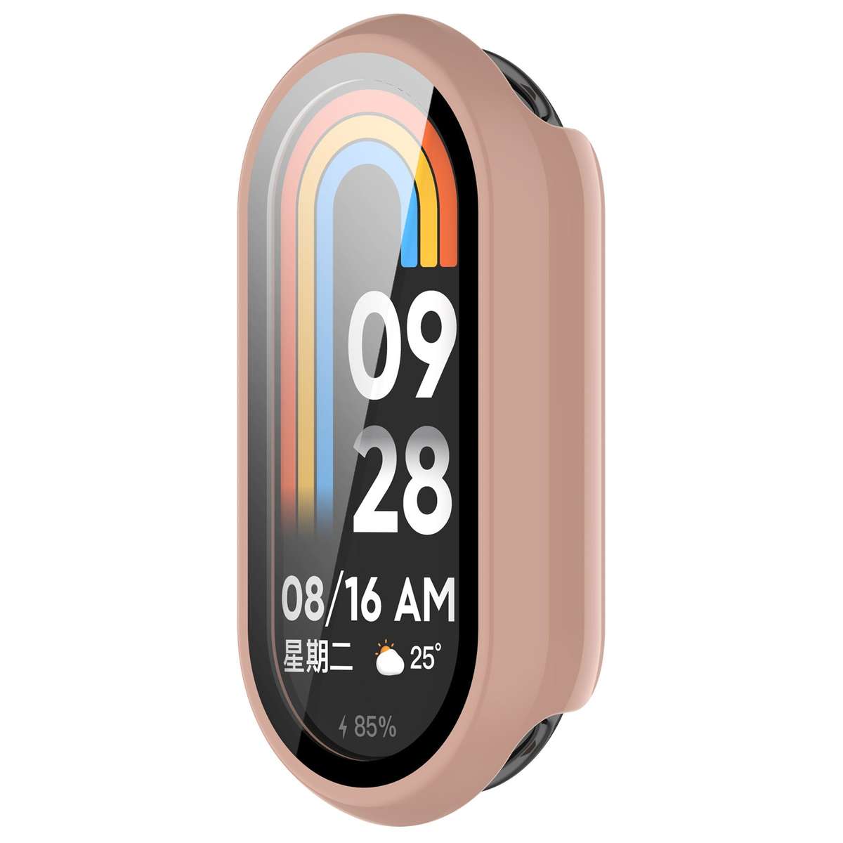 For Xiaomi Smart Band 9 NFC PC + Tempered Film Integrated Smooth Surface Watch P ... (Sakura Pink)