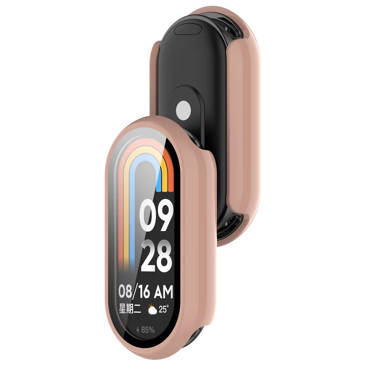 For Xiaomi Smart Band 9 NFC PC + Tempered Film Integrated Smooth Surface Watch P ... (Sakura Pink)