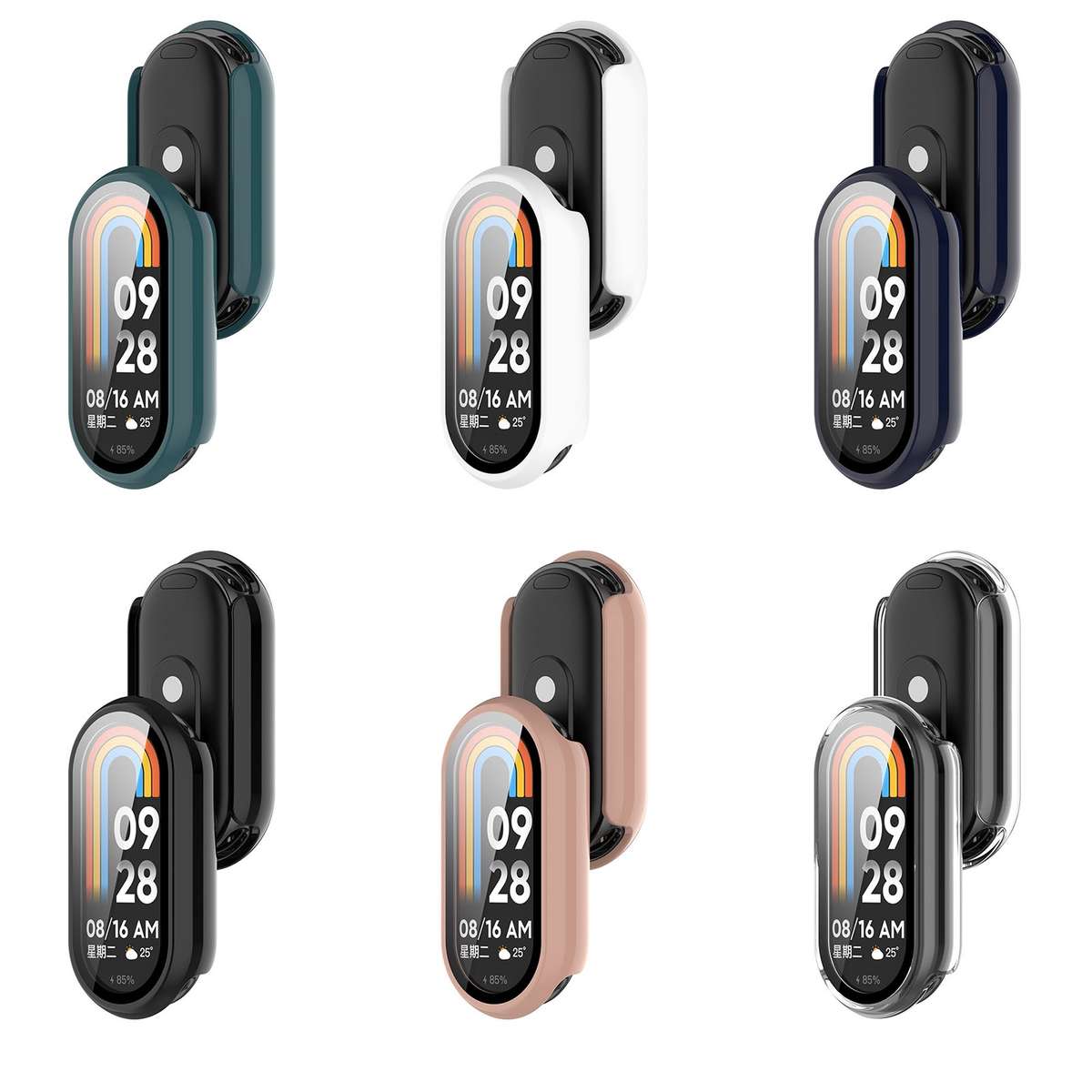 For Xiaomi Smart Band 9 NFC PC + Tempered Film Integrated Smooth Surface Watch P ... (Sakura Pink)