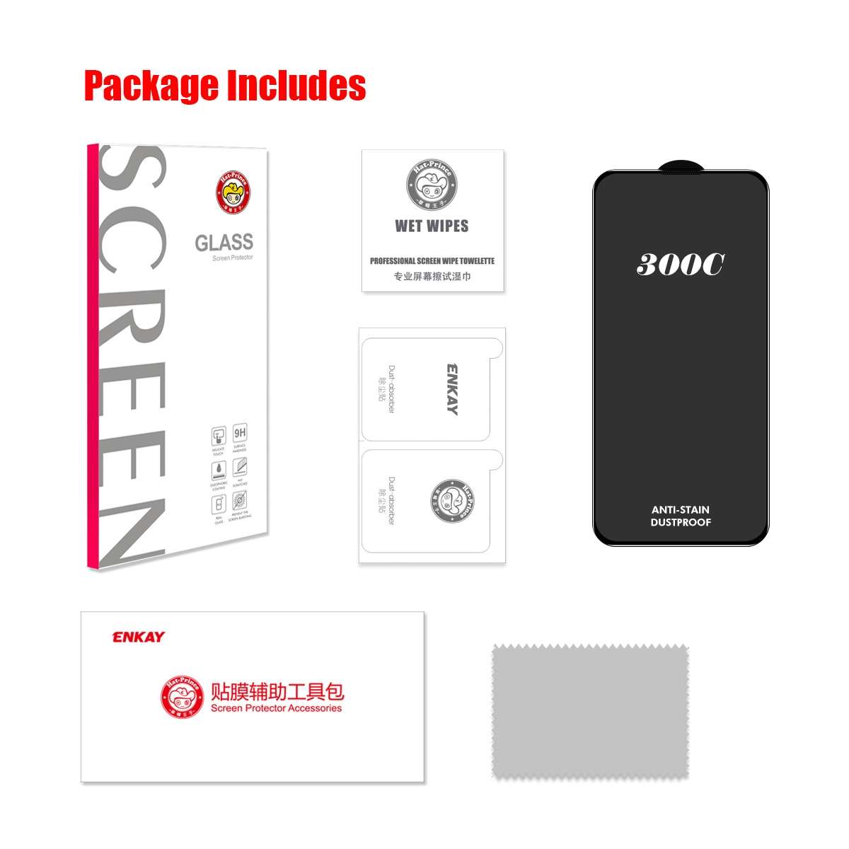 For iPhone 15 Pro Max ENKAY 300C Super Large Arc Full Coverage High Aluminum-silicon Tempered Glas