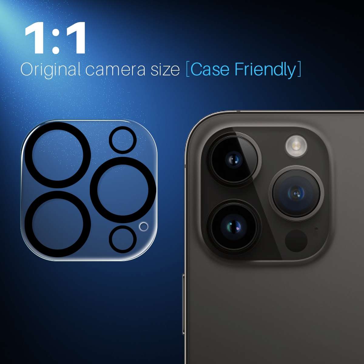 For iPhone 14 Pro / 14 Pro Max NORTHJO Camera Lens Protector 3D Night Shot Tempered Gl ... (Black)