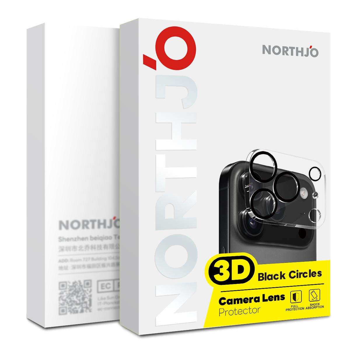 For iPhone 17 Pro Max NORTHJO Camera Lens Protector 3D Night Shot Tempered Glass Film(Black)