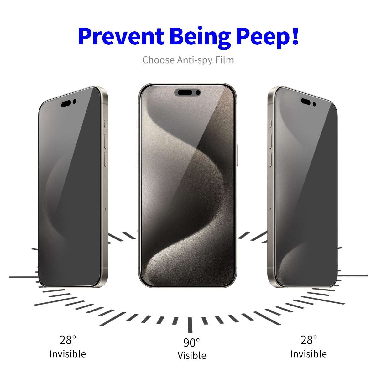 For iPhone 15 Pro 2pcs ENKAY Hat-Prince 28 Degree Anti-peeping Privacy Tempered Glass Film