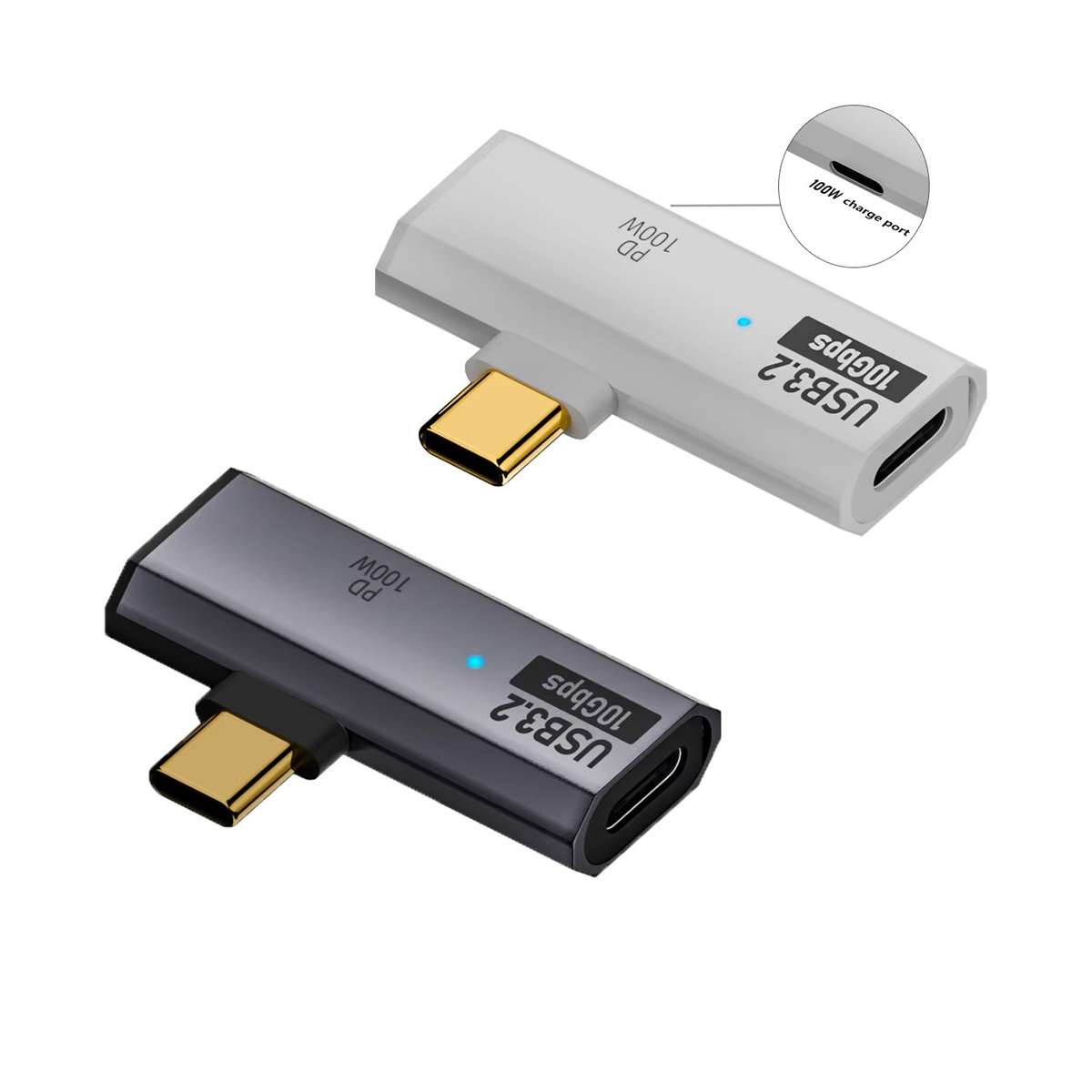 USB-C / Type-C Male to Dual Type-C Female USB3.2/10Gbps OTG Converter PD100W Charging ... (White)