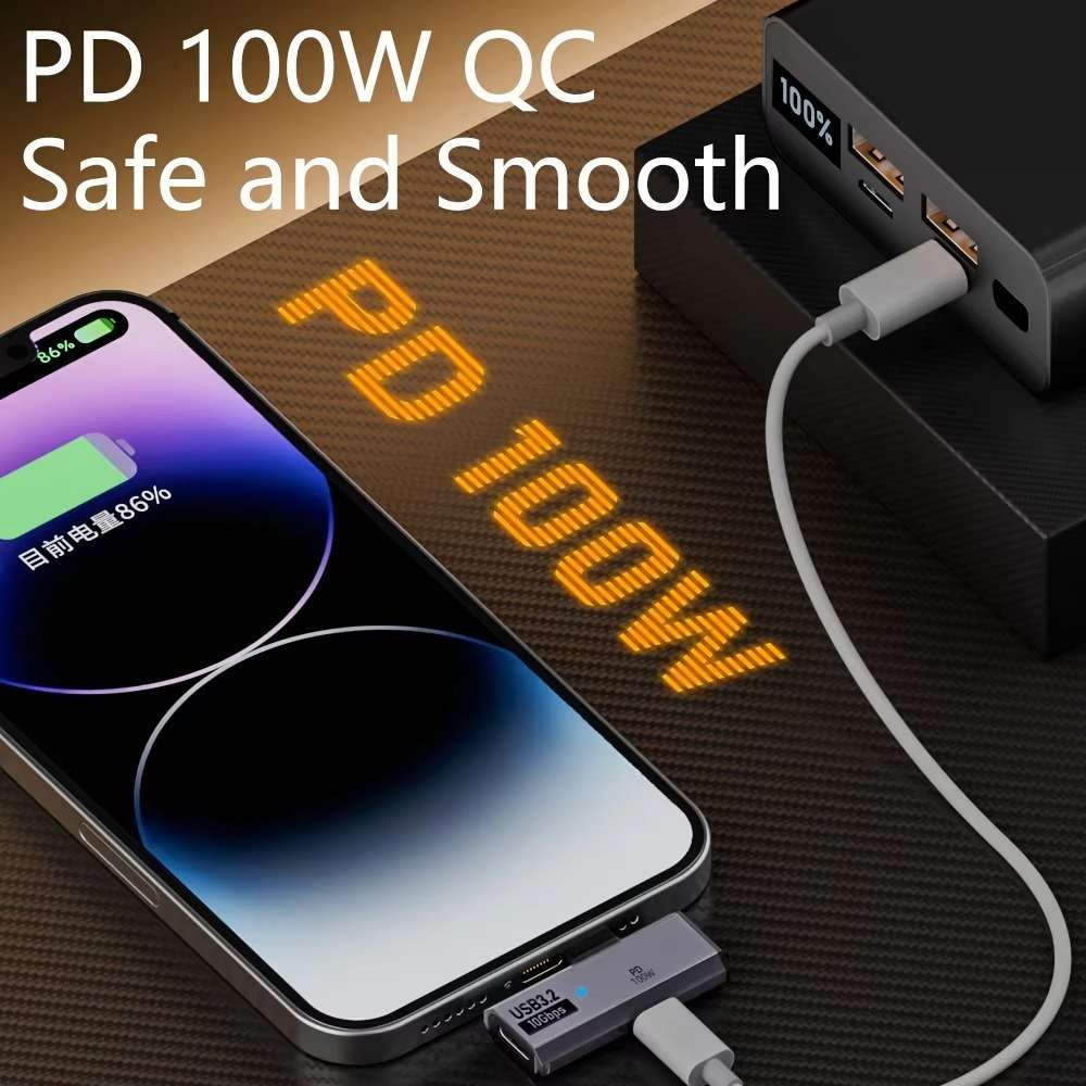 USB-C / Type-C Male to Dual Type-C Female USB3.2/10Gbps OTG Converter PD100W Charging ... (White)