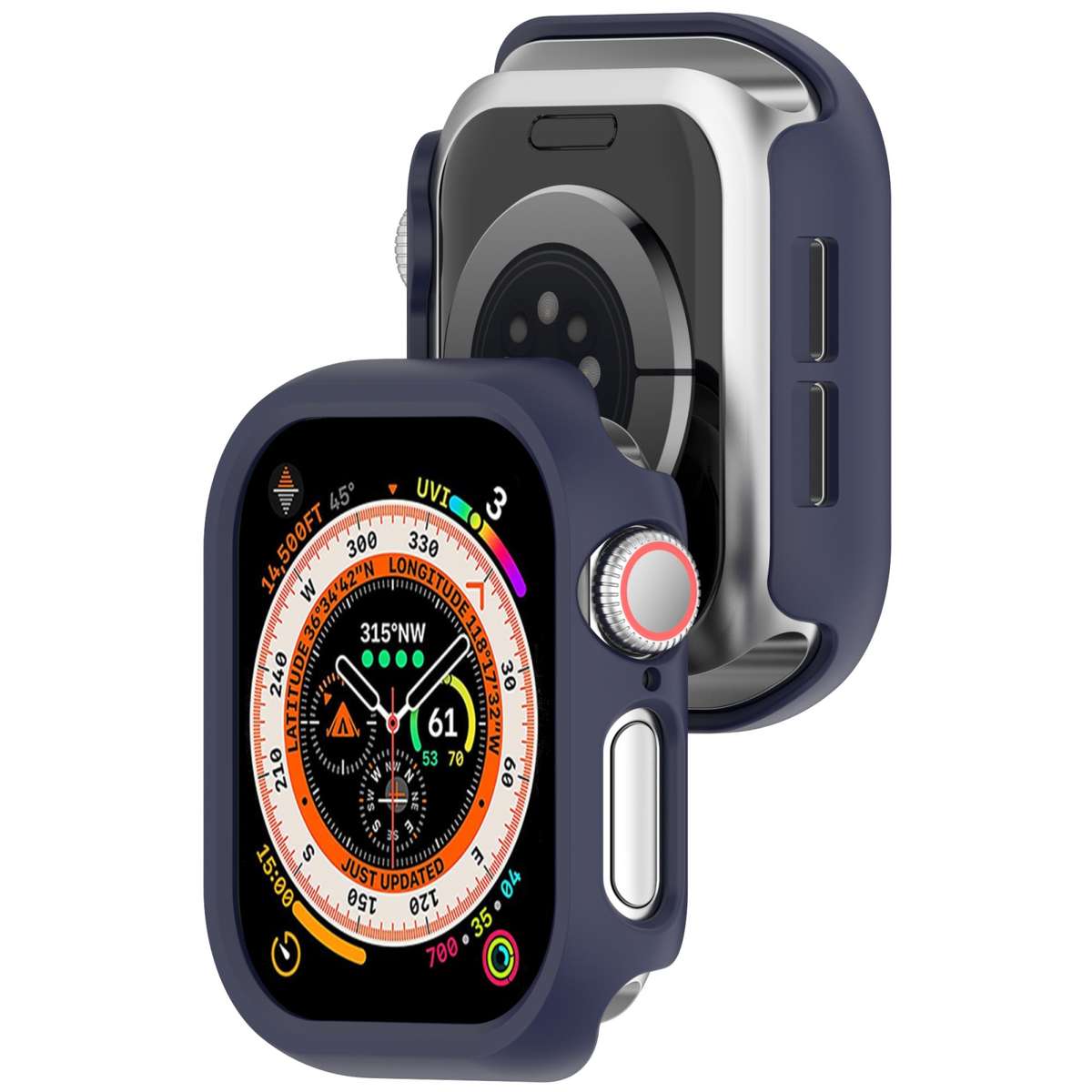 For For Apple Watch Series 11 / 10 46mm Half Pack PC Hollow Watch Case(Midnight Blue)