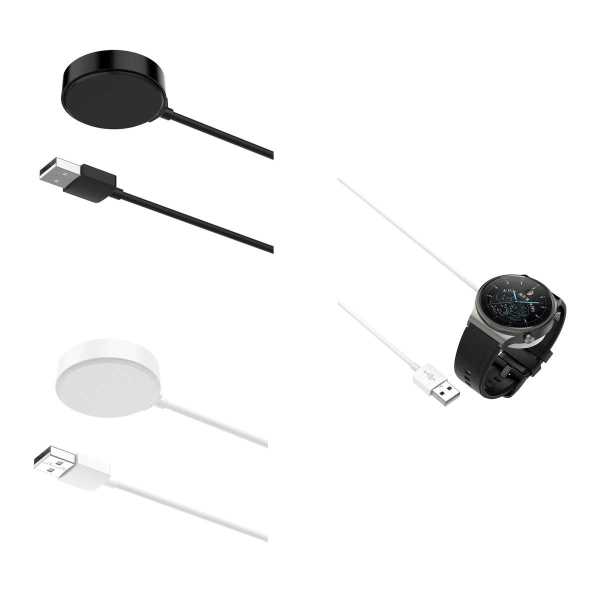 For Huawei Watch GT5 Pro 46mm USB Interface Integrated Smart Watch Charging Cable, Length: 1m(Black)