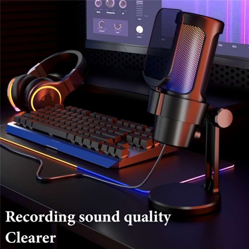 M8 Professional Desktop Condenser Microphone With RGB Light