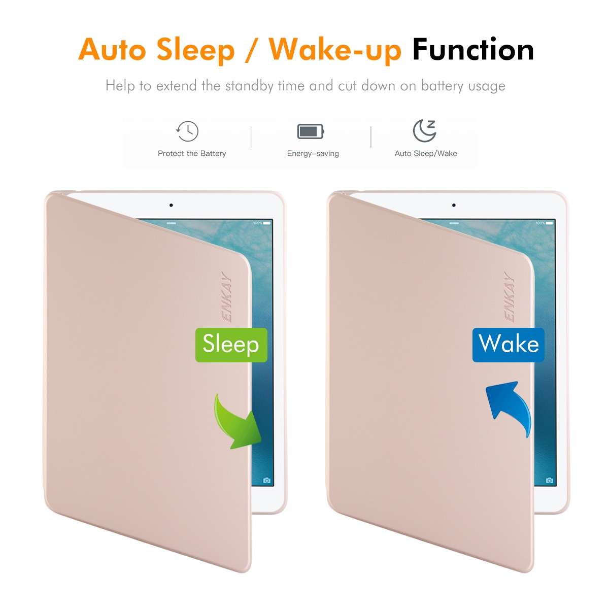 For iPad Air / Air 2 / 9.7 2017 / 2018 ENKAY 360 Rotation TPU Leather Smart Tablet Case ... (Pink)