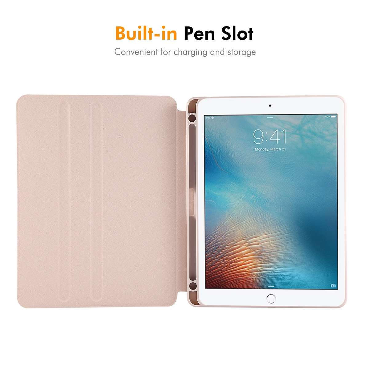 For iPad Air / Air 2 / 9.7 2017 / 2018 ENKAY 360 Rotation TPU Leather Smart Tablet Case ... (Pink)