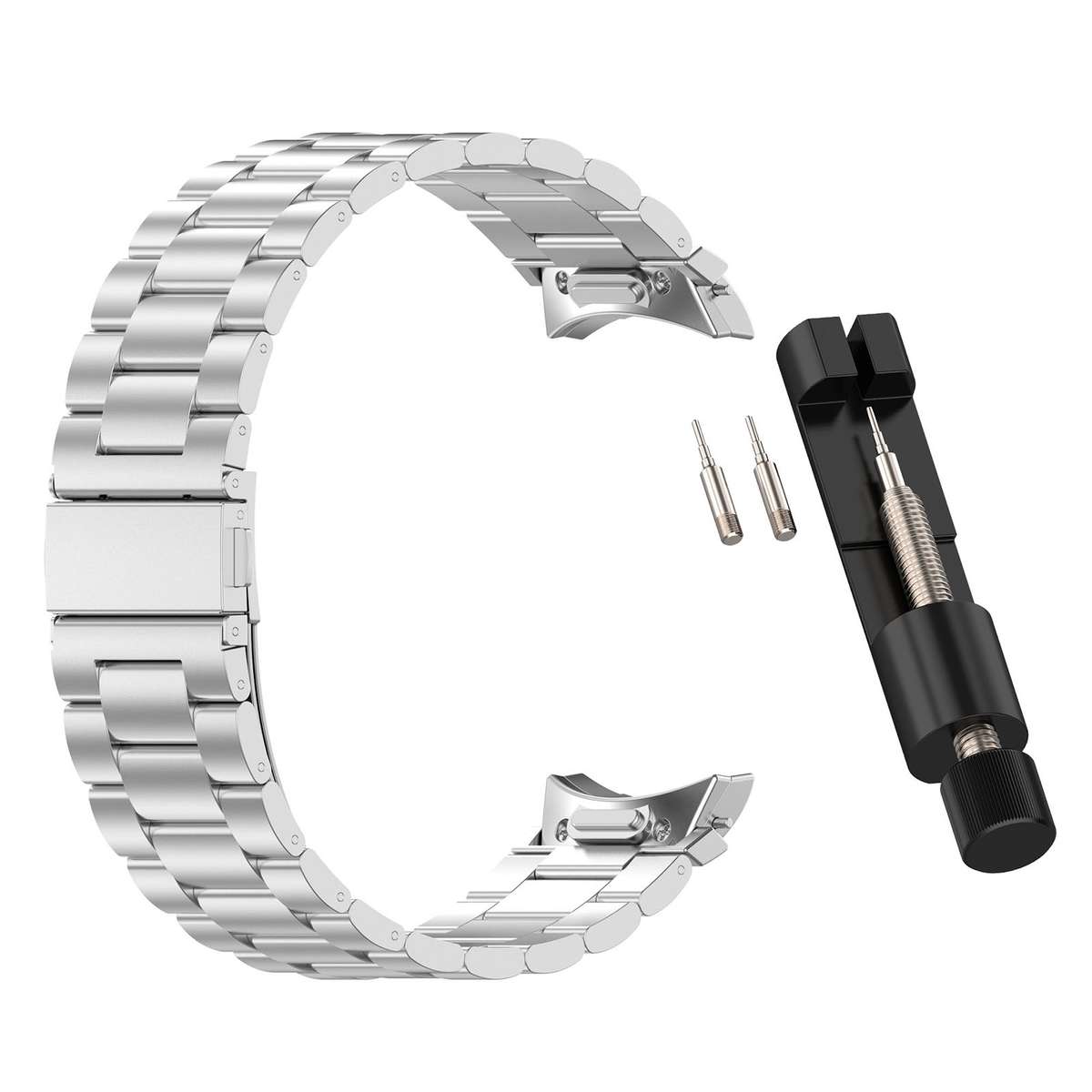 For Samsung Galaxy Watch 7 40 / 44mm Three Beads Button Quick Release Metal Watch Band(Black)