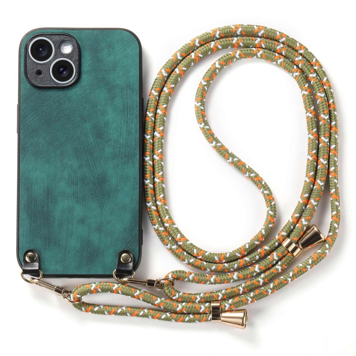 For iPhone 11 Pro Vintage Leather PC Back Cover Phone Case with Crossbody Strap(Green)