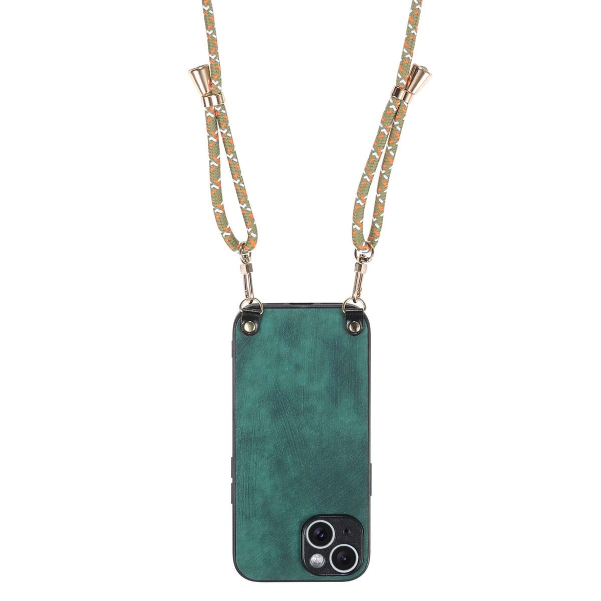 For iPhone 11 Pro Vintage Leather PC Back Cover Phone Case with Crossbody Strap(Green)