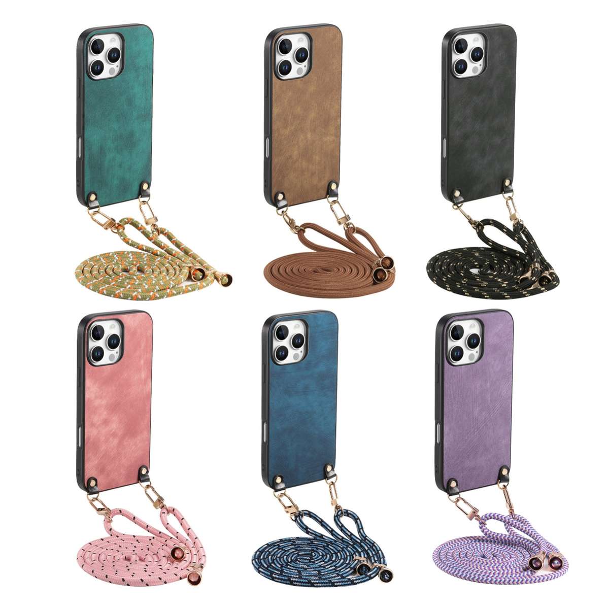 For iPhone 12 mini Vintage Leather PC Back Cover Phone Case with Crossbody Strap(Brown)