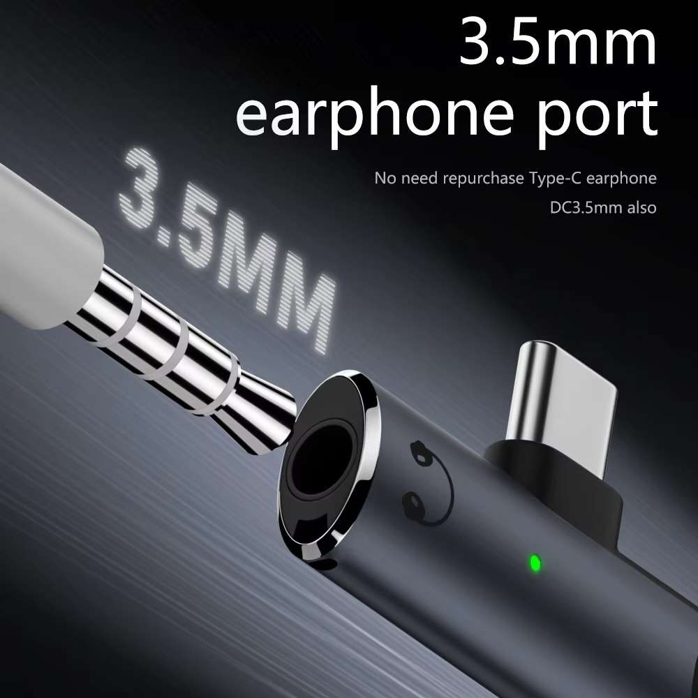 DAC Decoding Type-C to 3.5mm Headphone Plug+PD 100W Charger Conversion Adapter (White)