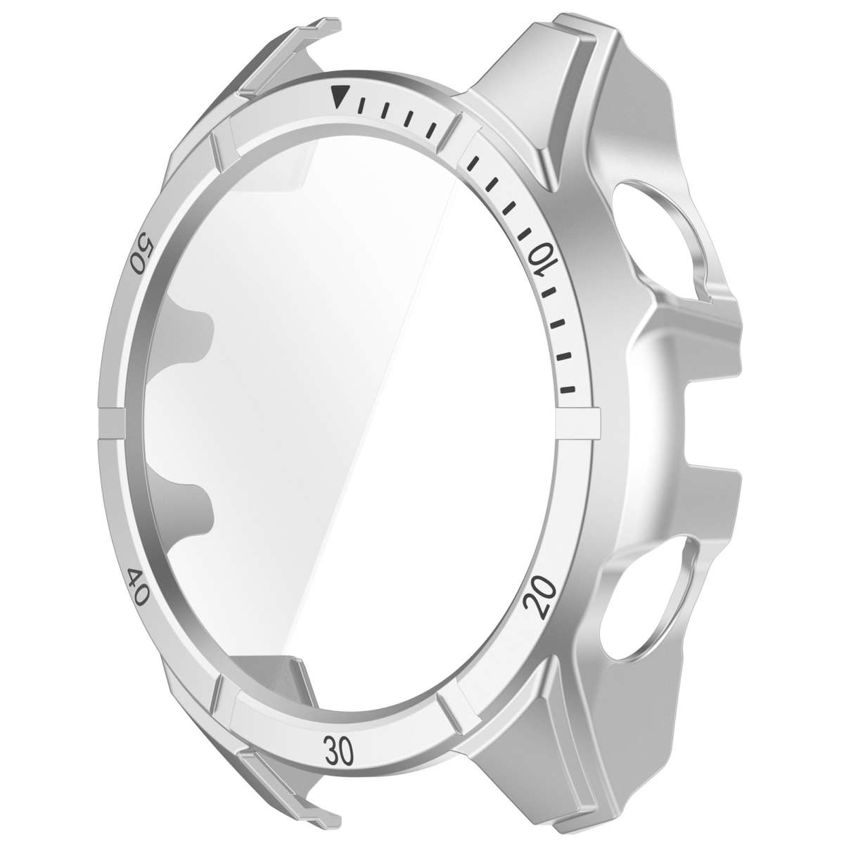 For Garmin Fenix 8 MIP 51mm Solar Scale Tempered Film Integrated PC Watch Case(Silver Black)