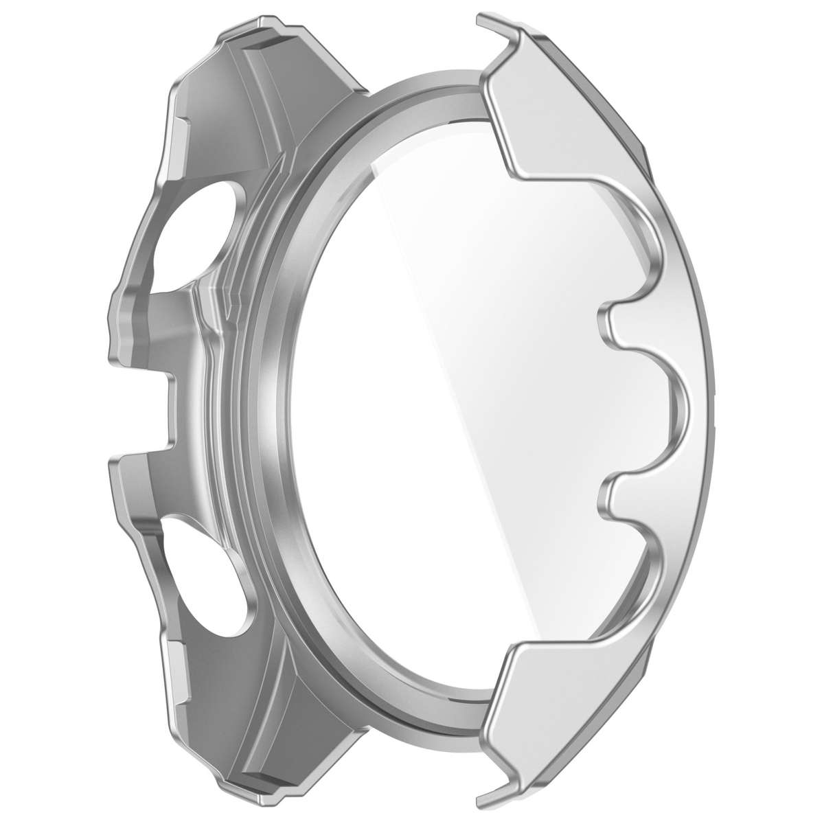 For Garmin Fenix 8 MIP 51mm Solar Scale Tempered Film Integrated PC Watch Case(Silver Black)