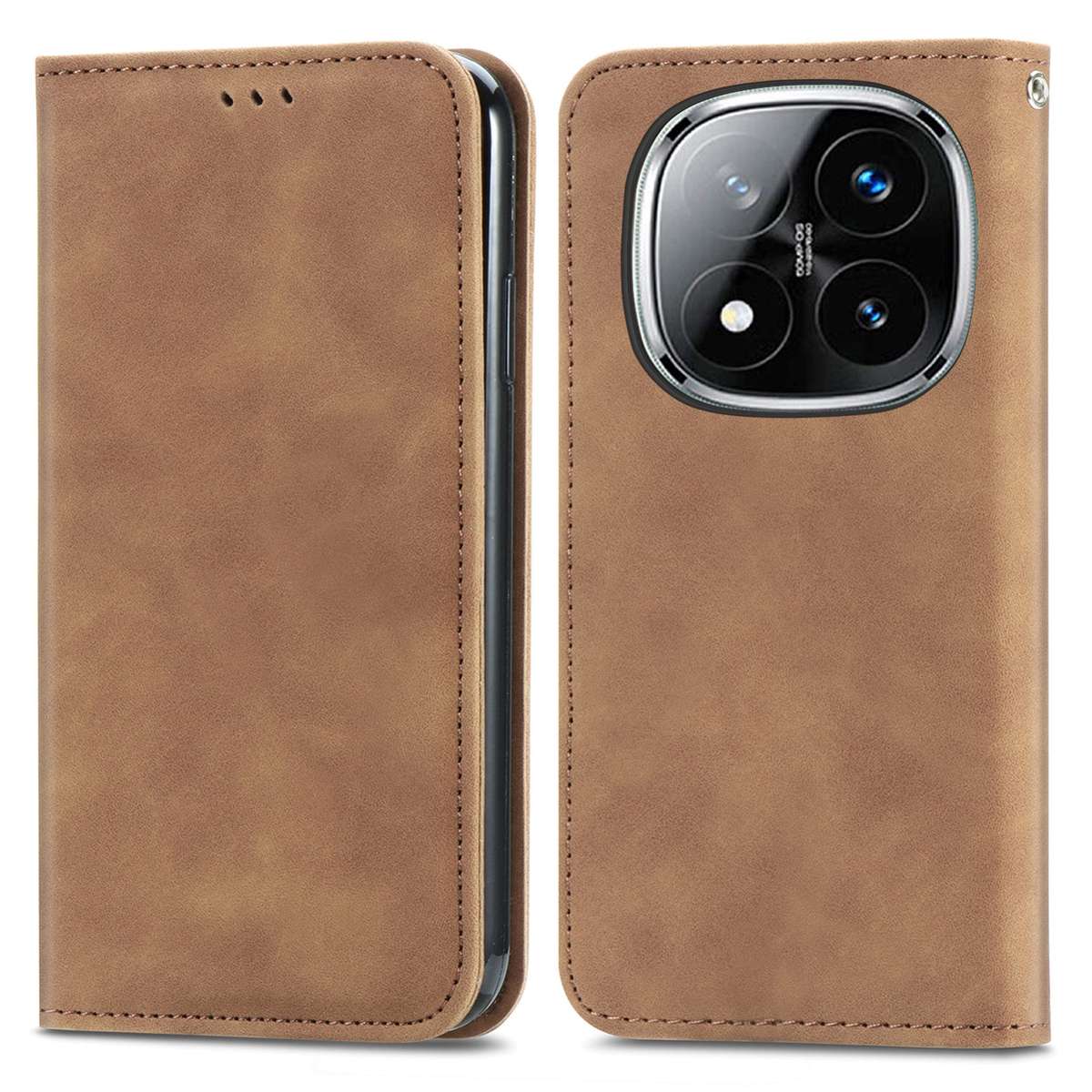 For Xiaomi Redmi Note 14 Pro+ 5G Retro Skin Feel Magnetic Flip Leather Phone Case(Brown)