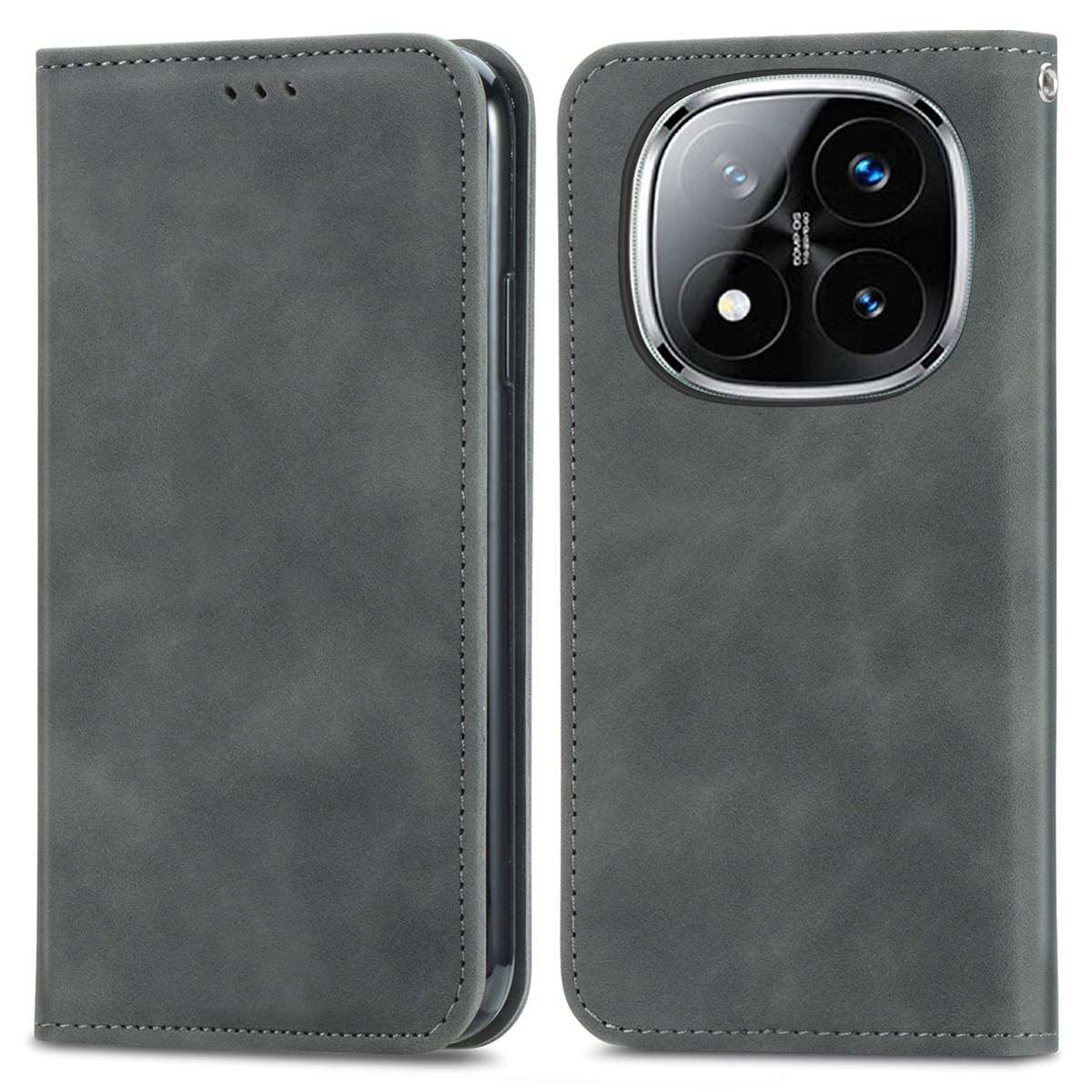 For Xiaomi Redmi Note 14 Pro+ 5G Retro Skin Feel Magnetic Flip Leather Phone Case(Gray)