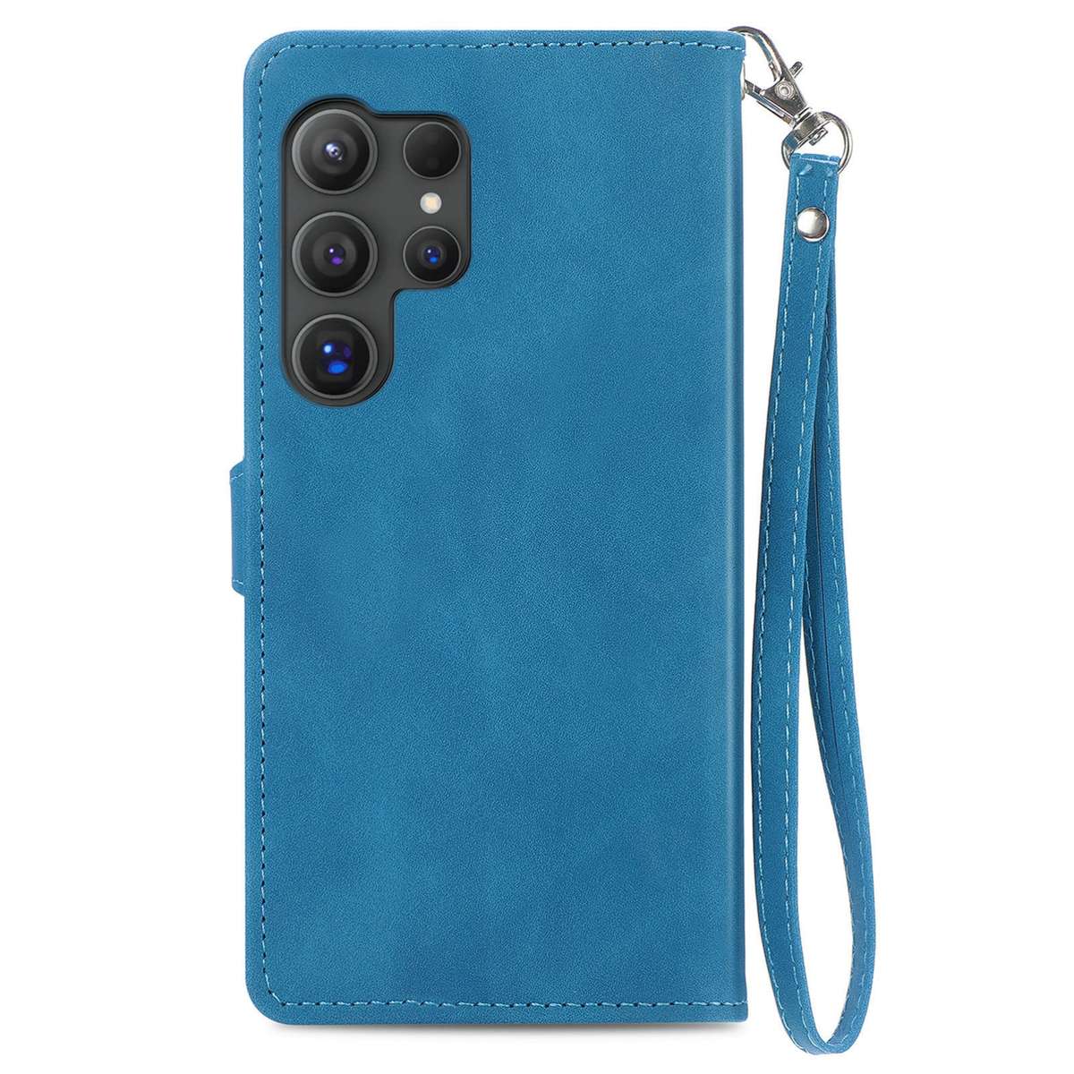 For Samsung Galaxy S25 Ultra 5G Embossed Flower Zipper Leather Phone Case(Blue)