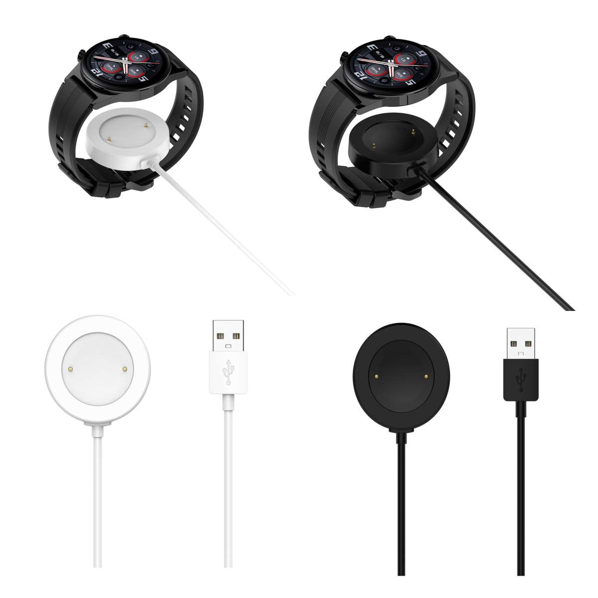 For Honor Watch 5 USB Port Integrated Magnetic Watch Charging Cable(Black)