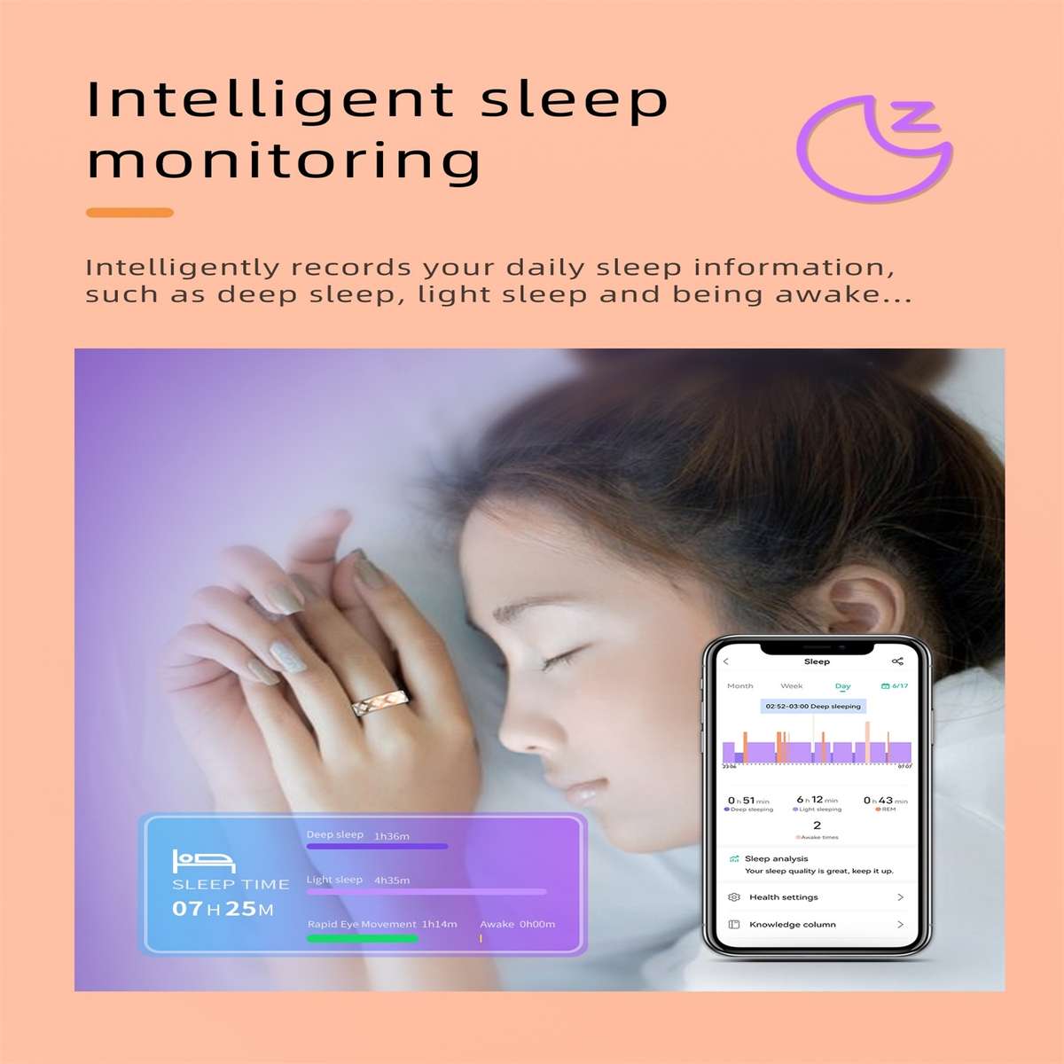 R10M SIZE 7 Smart Ring, Support Heart Rate / Blood Oxygen / Sleep Monitoring / Multiple Sports Modes