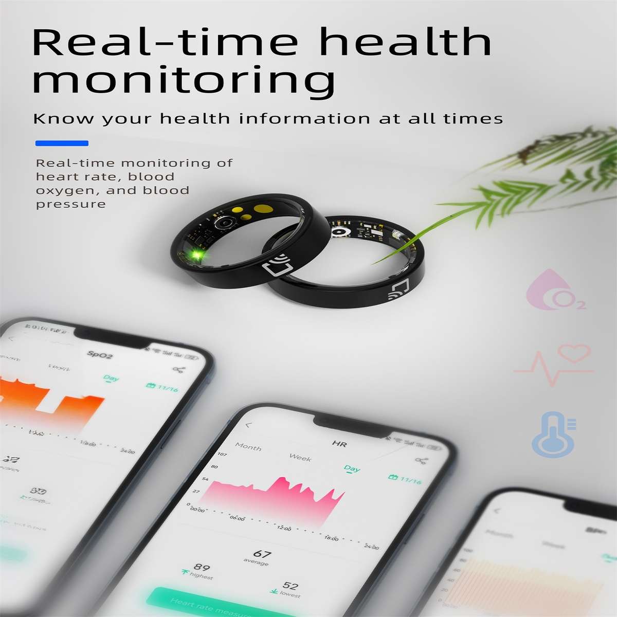 R20 SIZE 13 Smart Ring, Support Heart Rate / Blood Oxygen / Sleep Monitoring / Multiple Sports Modes