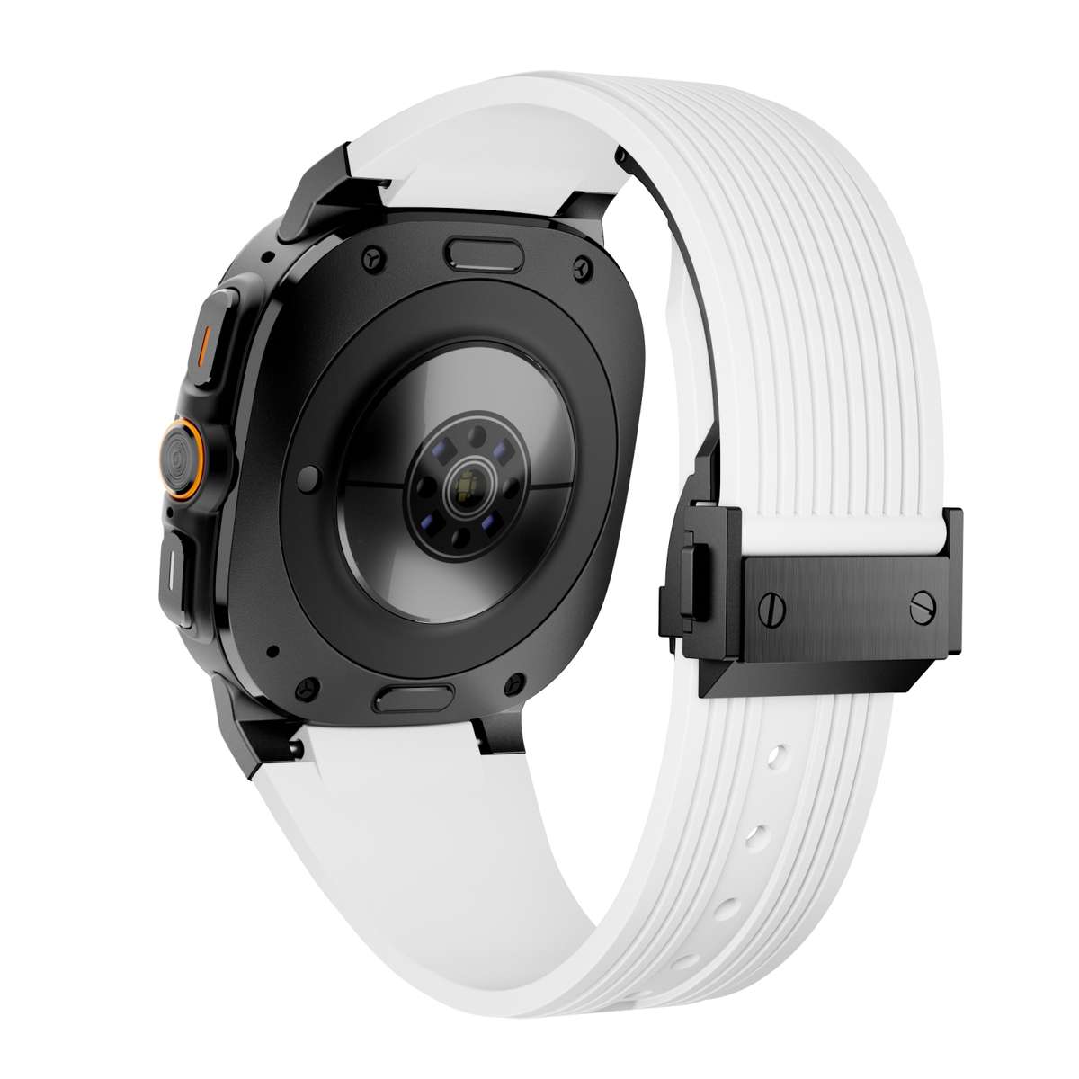 For Samsung Galaxy Watch Ultra 47mm Black Connector Black Buckle Silicone Watch Band