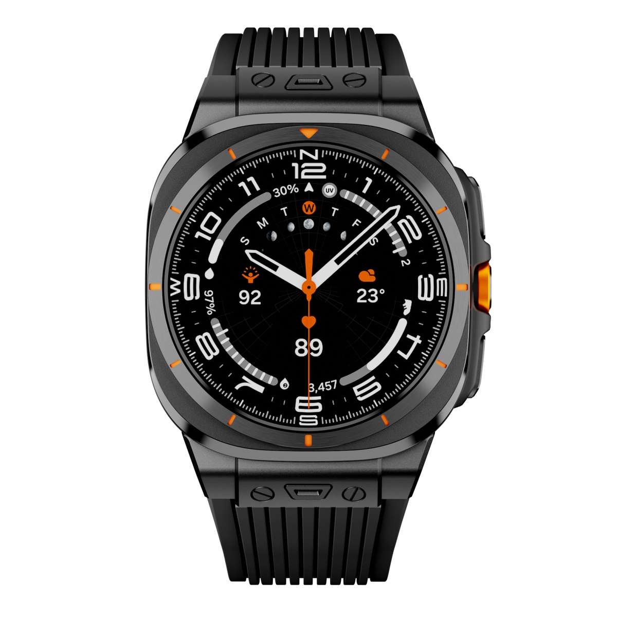 For Samsung Galaxy Watch Ultra 47mm Black Connector Black Buckle Silicone Watch Band