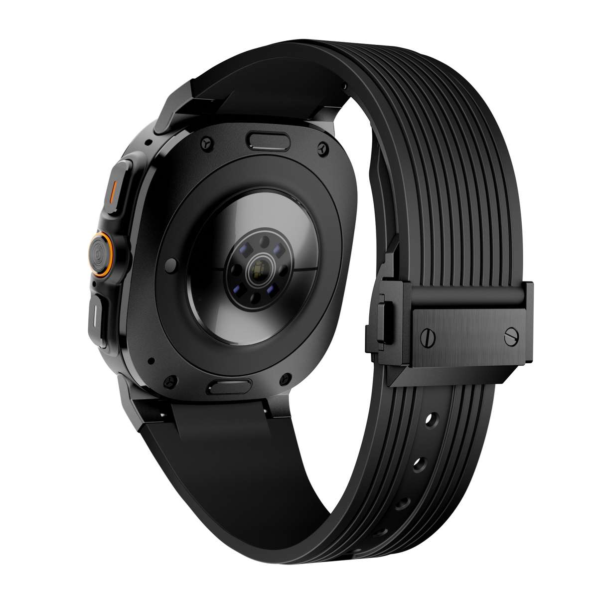 For Samsung Galaxy Watch Ultra 47mm Black Connector Black Buckle Silicone Watch Band