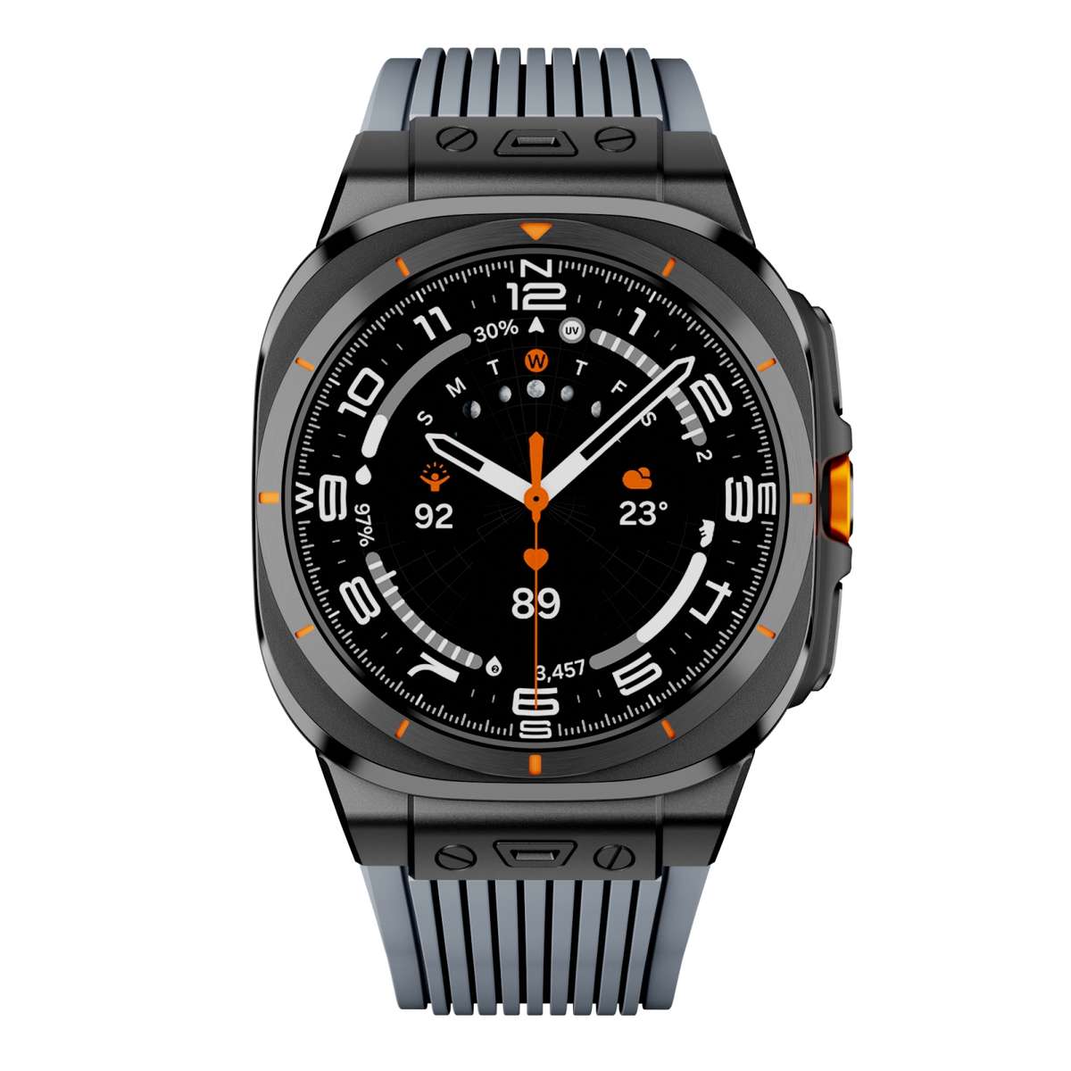 For Samsung Galaxy Watch Ultra 47mm Black Connector Black Buckle Silicone Watch Band