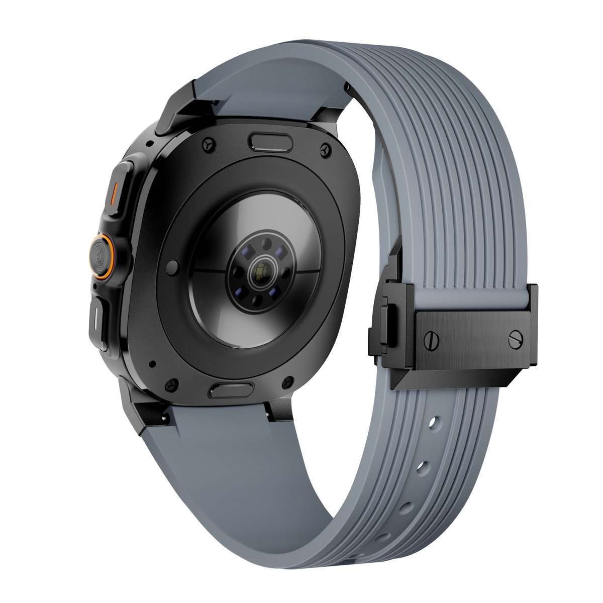 For Samsung Galaxy Watch Ultra 47mm Black Connector Black Buckle Silicone Watch Band