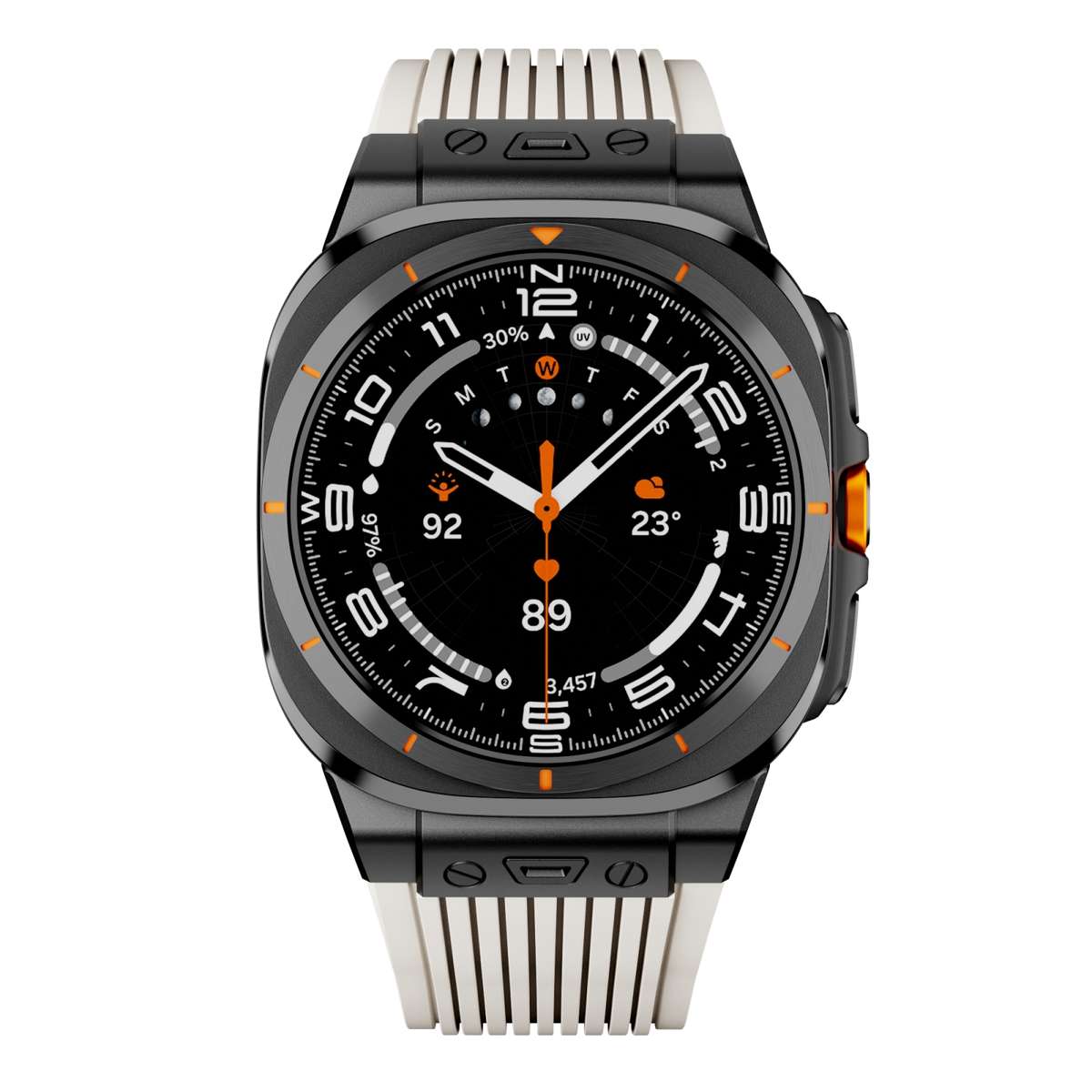 For Samsung Galaxy Watch Ultra 47mm Black Connector Black Buckle Silicone Watch Band