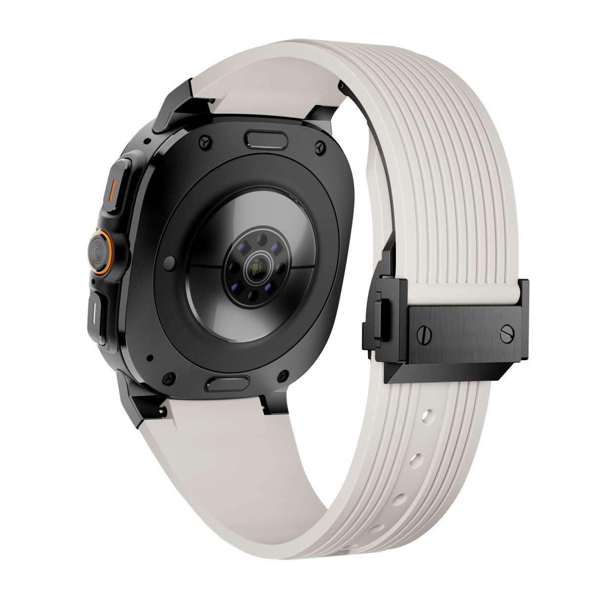 For Samsung Galaxy Watch Ultra 47mm Black Connector Black Buckle Silicone Watch Band