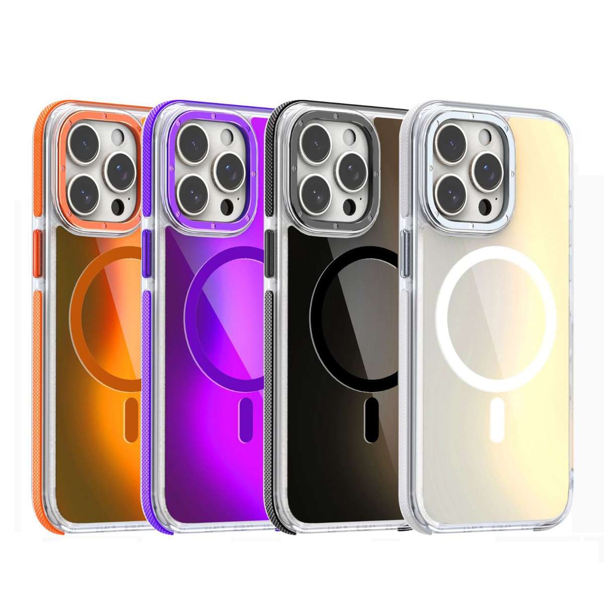 For iPhone 11 Pro Max Dual-Color Gradient Discolor MagSafe Phone Case(White)