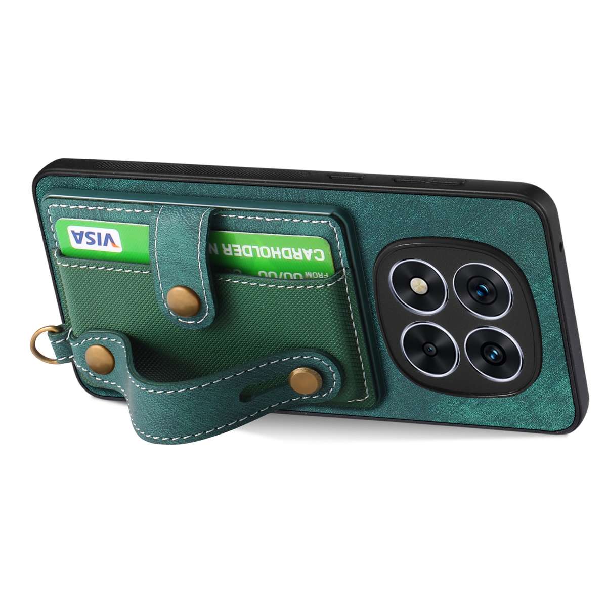 For Xiaomi Redmi Note 14 Pro+ 5G Retro Cross Wristband Wallet Leather Back Phone Case(Green)