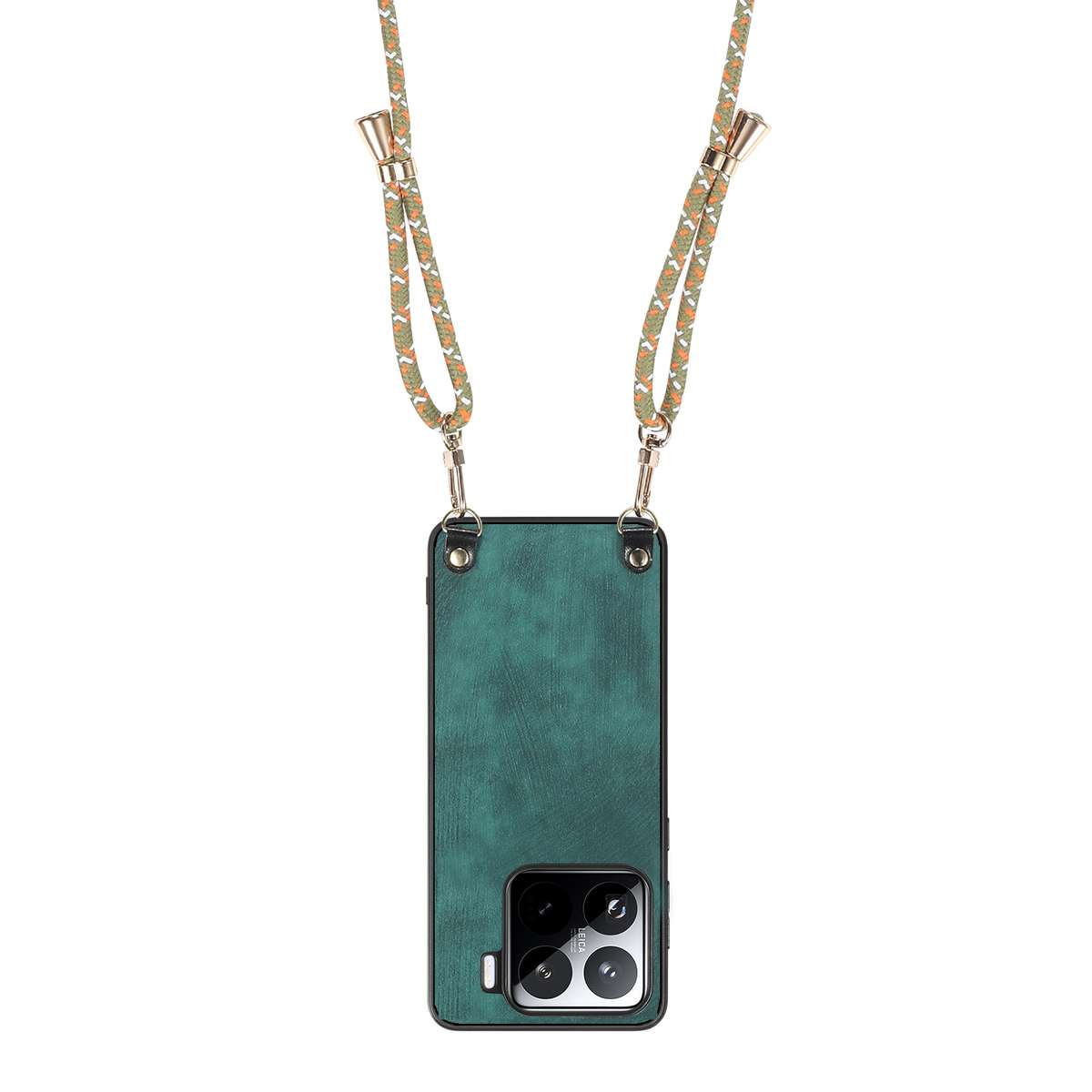 For Xiaomi 14 Pro Vintage Leather PC Back Cover Phone Case with Crossbody Strap(Green)