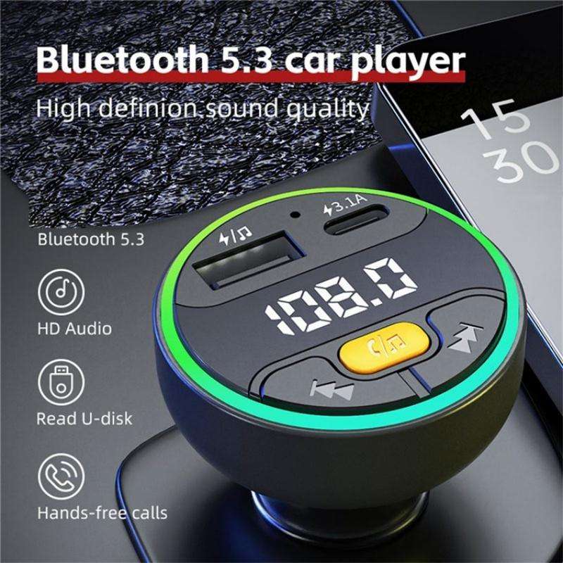 C9 Digital Display FM Transmitter Multifunctional Bluetooth Car MP3 Player USB Type-C Charger