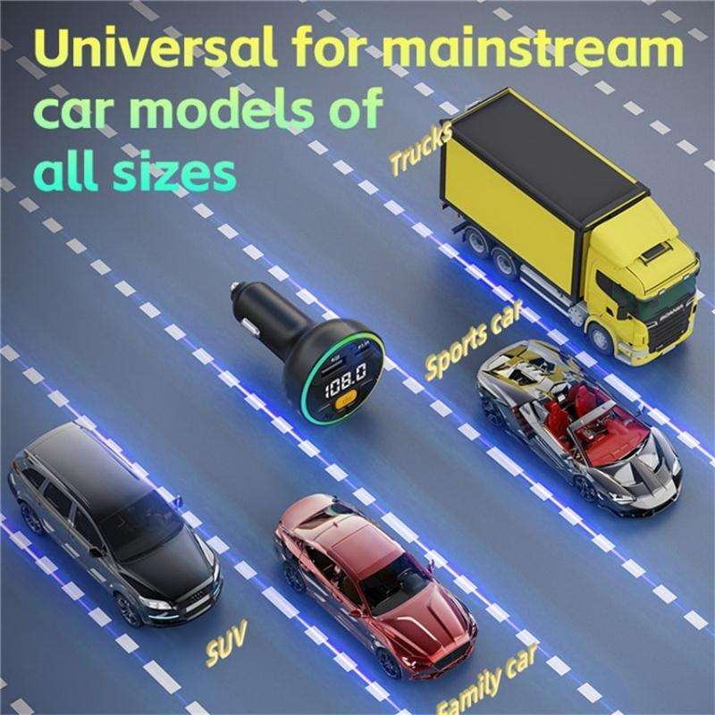 C9 Digital Display FM Transmitter Multifunctional Bluetooth Car MP3 Player USB Type-C Charger