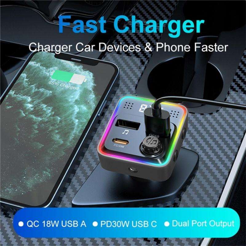 C71 3-in-1 PD 30W Cigarette Lighter Charger Adapter FM Transmitter Bluetooth Car Charger