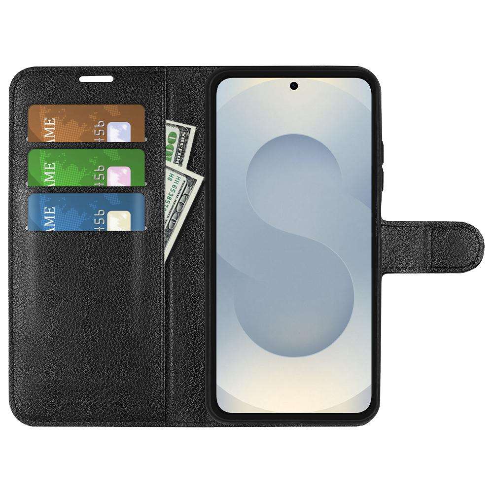 For Samsung Galaxy S25 Edge 5G Litchi Texture Horizontal Flip Leather Phone Case with ... (Black)