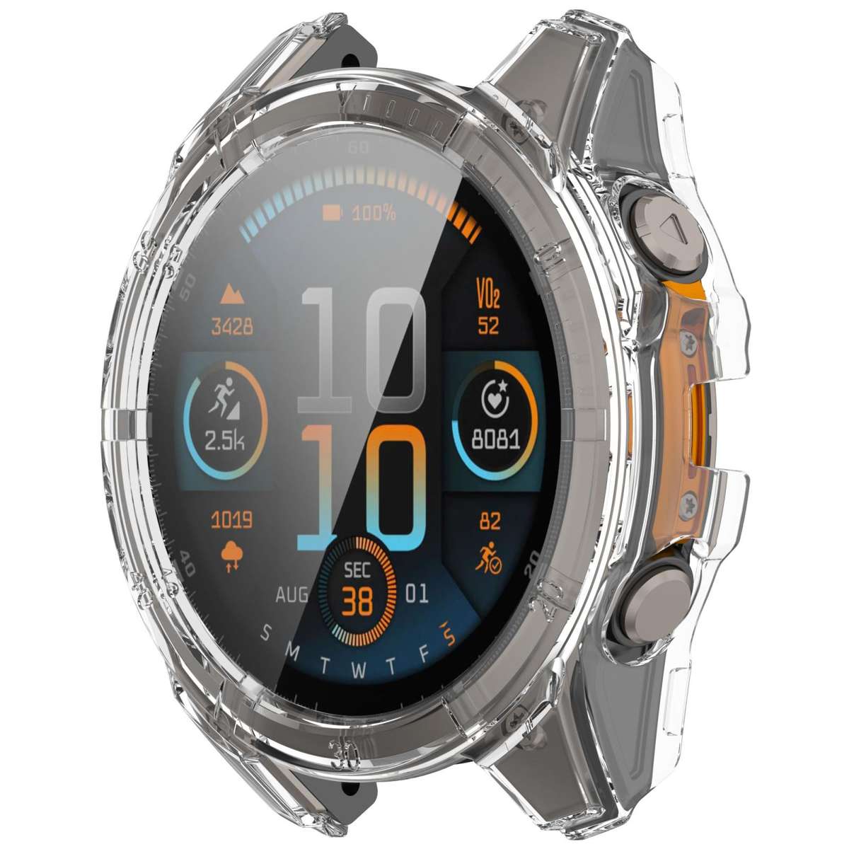 For Garmin Tactix 8 Solar 51mm Tempered Film Integrated PC Watch Protective Case(Transparent)