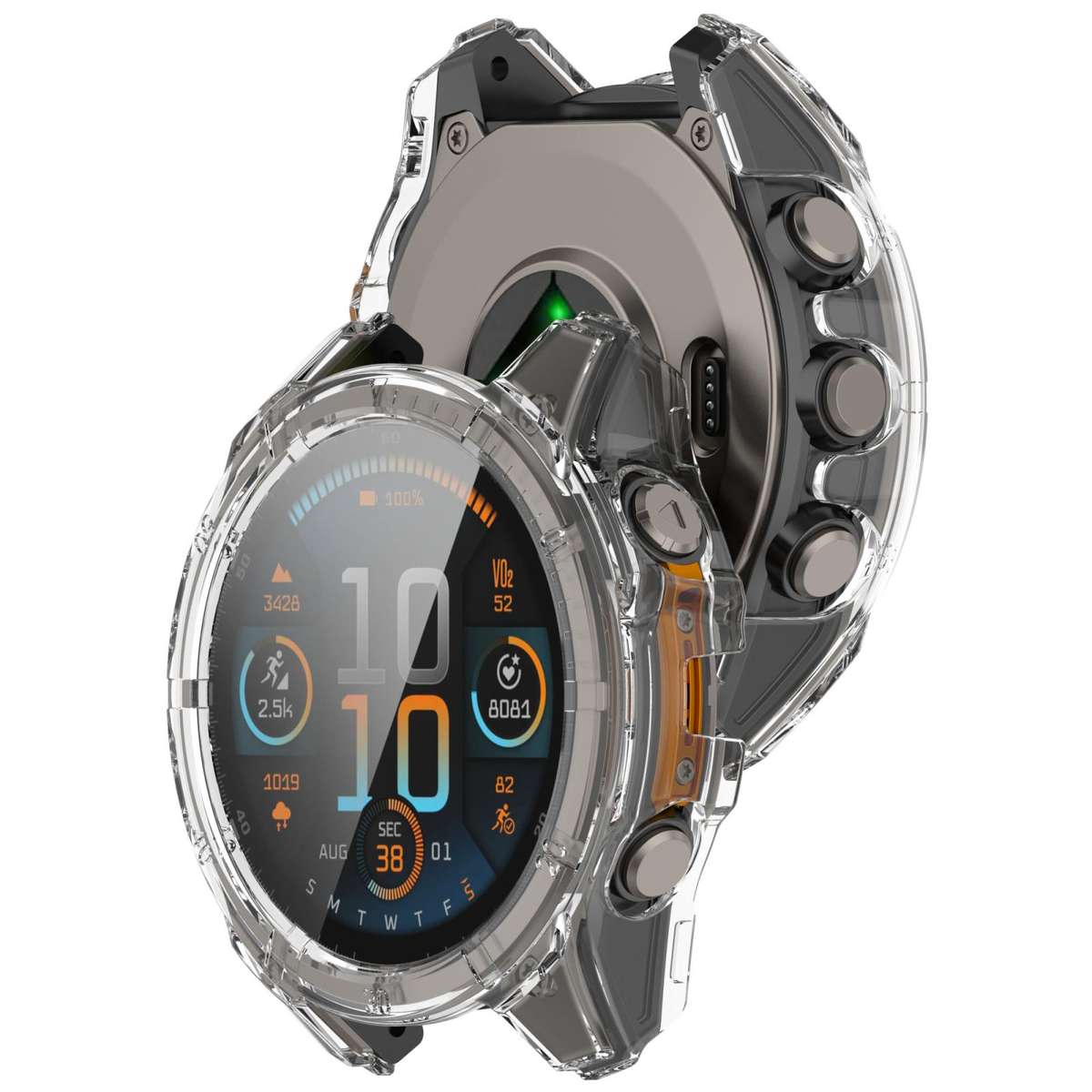 For Garmin Tactix 8 Solar 51mm Tempered Film Integrated PC Watch Protective Case(Transparent)