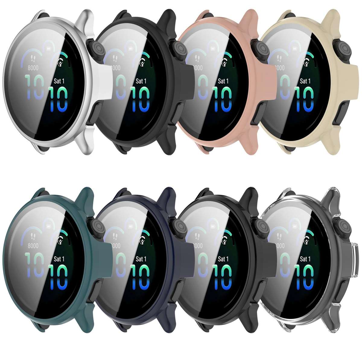 For Garmin Vivoactive 6 Tempered Film Integrated PC Watch Protective Case(Green)